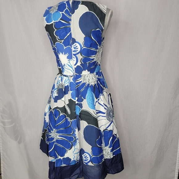 ModCloth Swing Floral Sleeveless Dress Blue Aline - Picture 2 of 8